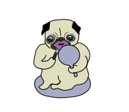 A wide-eyed pug Yamadakun's  fun life sticker #6325210