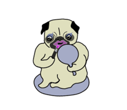 A wide-eyed pug Yamadakun's fun life sticker #6325210