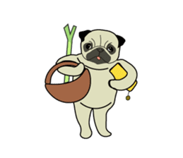 A wide-eyed pug Yamadakun's  fun life sticker #6325224