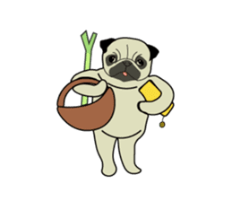 A wide-eyed pug Yamadakun's fun life sticker #6325224