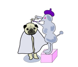 A wide-eyed pug Yamadakun's fun life sticker #6325225