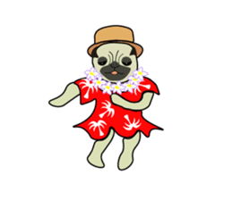 A wide-eyed pug Yamadakun's fun life sticker #6325229