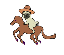 A wide-eyed pug Yamadakun's fun life sticker #6325230