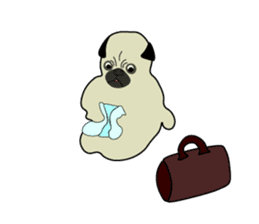 A wide-eyed pug Yamadakun's  fun life sticker #6325231