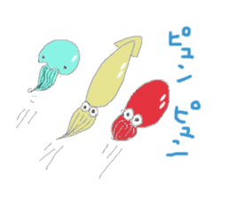 Ika chan. Tako chan. kurage chan. sticker #6344416