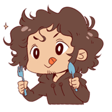 Boy with curly hair by koochinko sticker #6366850