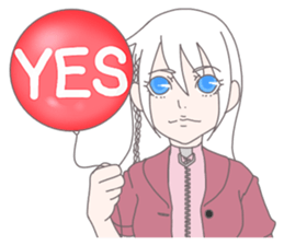 Girl of white hair sticker #6390320