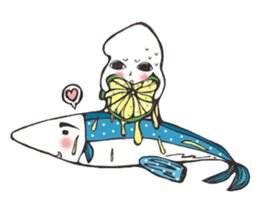 Squid V.S Saury sticker #6394282
