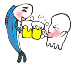 Squid V.S Saury sticker #6394312