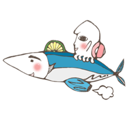 Squid V.S Saury sticker #6394315