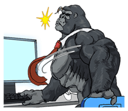 Office worker gorilla 2 sticker #6408608