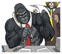 Office worker gorilla 2 sticker #6408609