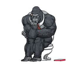 Office worker gorilla 2 sticker #6408637