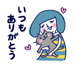 Happy girl and cat sticker #6417789