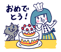 Happy girl and cat sticker #6417790