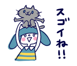 Happy girl and cat sticker #6417809