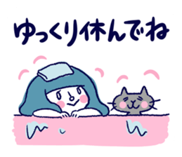 Happy girl and cat sticker #6417818