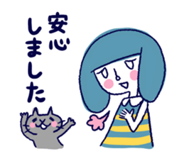 Happy girl and cat sticker #6417819