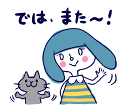 Happy girl and cat sticker #6417823