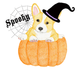 Happy Halloween Corgi Sticker (English) sticker #6439802
