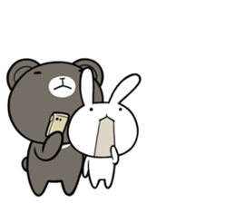 Rabbit to ventriloquism with bear sticker #6443557