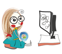 Ruffled hair girl sticker #6465060