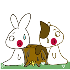 Sticker.rabbit and tabby cat3