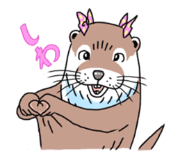 Amusing otter family sticker #6476450