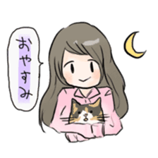 girl & tortoiseshell cat sticker #6508857