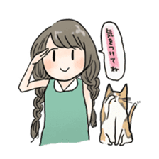girl & tortoiseshell cat sticker #6508861