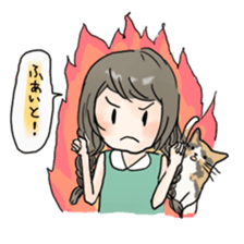 girl & tortoiseshell cat sticker #6508862