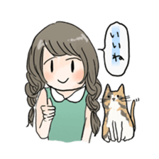 girl & tortoiseshell cat sticker #6508864