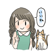 girl & tortoiseshell cat sticker #6508864
