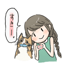 girl & tortoiseshell cat sticker #6508869