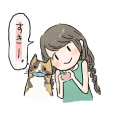 girl & tortoiseshell cat sticker #6508869