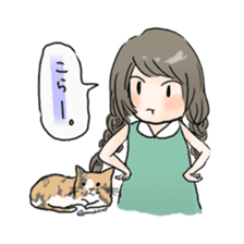 girl & tortoiseshell cat sticker #6508871
