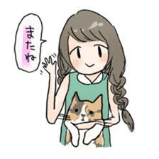 girl & tortoiseshell cat sticker #6508872