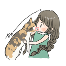 girl & tortoiseshell cat sticker #6508881