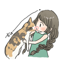 girl & tortoiseshell cat sticker #6508881