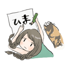 girl & tortoiseshell cat sticker #6508883