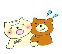 cat and bear friends sticker #6509410