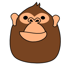 This monkey has two big feet.