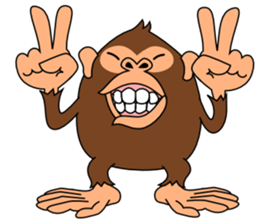 This monkey has two big feet. sticker #6519705