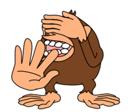 This monkey has two big feet. sticker #6519713