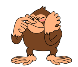 This monkey has two big feet. sticker #6519715