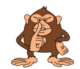 This monkey has two big feet. sticker #6519726