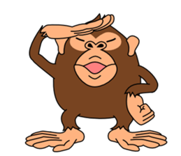 This monkey has two big feet. sticker #6519728