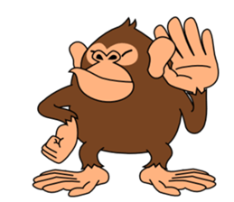 This monkey has two big feet. sticker #6519730