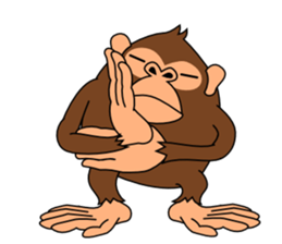 This monkey has two big feet. sticker #6519733