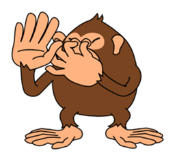 This monkey has two big feet. sticker #6519734